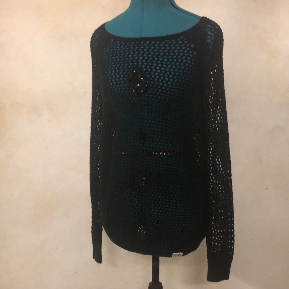 PINk Black Mesh Top Rare